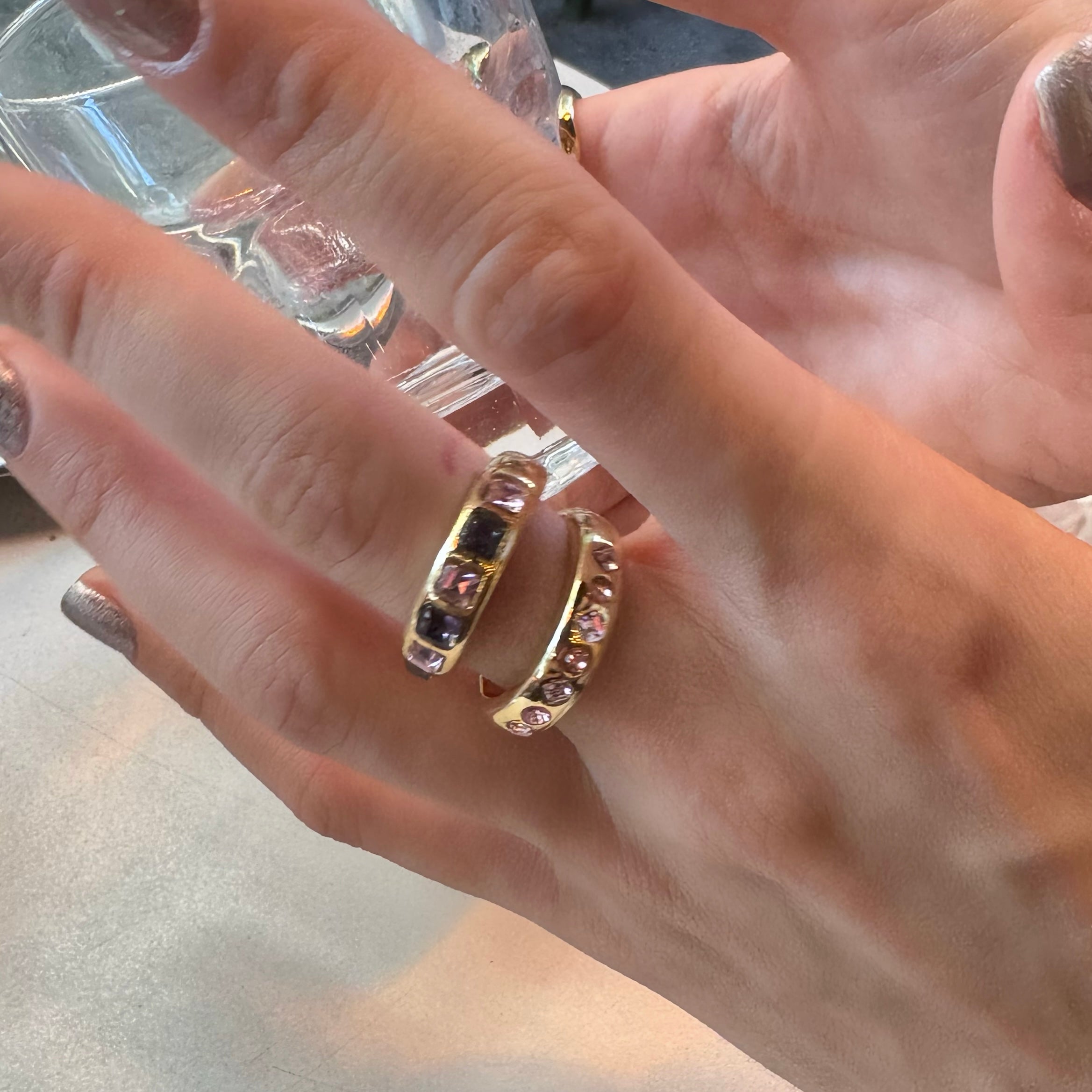 Gold Pembe Opal Taşlı Yüzük